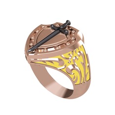 Runa Şövalye Yüzük - 925 ayar siyah rodyum kaplama gümüş yüzük (Sarı mineli) #11j3gip