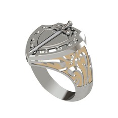 Runa Şövalye Yüzük - 8 ayar beyaz altın yüzük (Ekru mineli) #123m85s