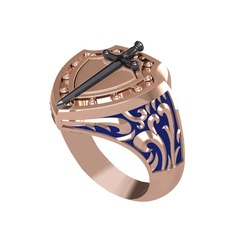 Runa Şövalye Yüzük - 925 ayar siyah rodyum kaplama gümüş yüzük (Lacivert mineli) #14siyax