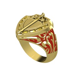 Runa Şövalye Yüzük - 925 ayar altın kaplama gümüş yüzük (Kırmızı mineli) #14t5kpg