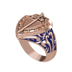 Runa Şövalye Yüzük - 18 ayar rose altın yüzük (Lacivert mineli) #15b9n7f