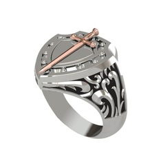 Runa Şövalye Yüzük - 8 ayar rose altın yüzük (Siyah mineli) #15mgac2