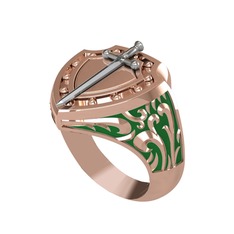 Runa Şövalye Yüzük - 14 ayar beyaz altın yüzük (Yeşil mineli) #19lvmwn