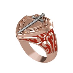 Runa Şövalye Yüzük - 8 ayar beyaz altın yüzük (Kırmızı mineli) #1acnmu4