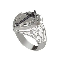 Runa Şövalye Yüzük - 925 ayar siyah rodyum kaplama gümüş yüzük (Beyaz mineli) #1dzn2zw