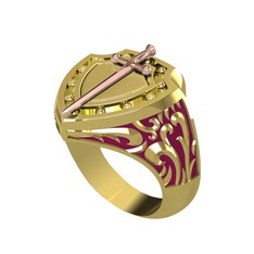 18 ayar rose altın yüzük (Bordo kırmızı mineli)