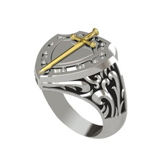 925 ayar altın kaplama gümüş yüzük (Siyah mineli)