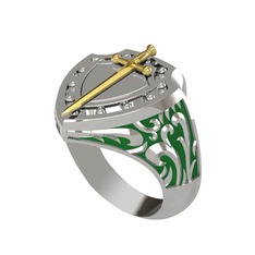 Runa Şövalye Yüzük - 8 ayar altın yüzük (Yeşil mineli) #1jxt783