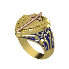 925 ayar rose altın kaplama gümüş yüzük (Lacivert mineli)