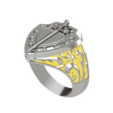 18 ayar beyaz altın yüzük (Sarı mineli)