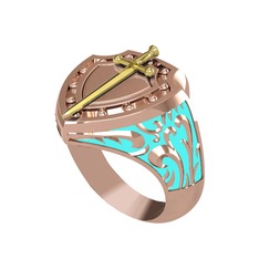 Runa Şövalye Yüzük - 14 ayar altın yüzük (Turkuaz mineli) #1ss7hrl