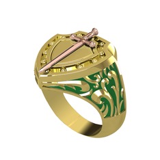 14 ayar rose altın yüzük (Yeşil mineli)