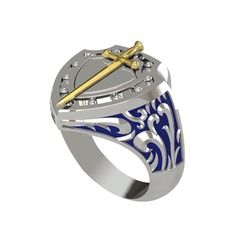 Runa Şövalye Yüzük - 925 ayar altın kaplama gümüş yüzük (Lacivert mineli) #24li48