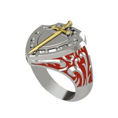 Runa Şövalye Yüzük - 925 ayar altın kaplama gümüş yüzük (Kırmızı mineli) #3q8ed3