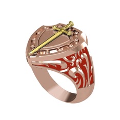 Runa Şövalye Yüzük - 8 ayar altın yüzük (Kırmızı mineli) #8l9fp0