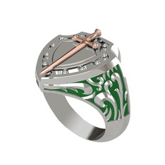 Runa Şövalye Yüzük - 8 ayar rose altın yüzük (Yeşil mineli) #8sd2wv