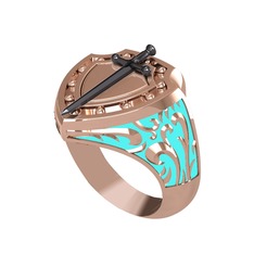 Runa Şövalye Yüzük - 925 ayar siyah rodyum kaplama gümüş yüzük (Turkuaz mineli) #f9i37o