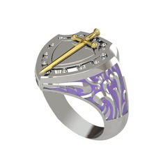 Runa Şövalye Yüzük - 925 ayar altın kaplama gümüş yüzük (Menekşe mineli) #sfsmsu