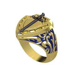 925 ayar siyah rodyum kaplama gümüş yüzük (Lacivert mineli)