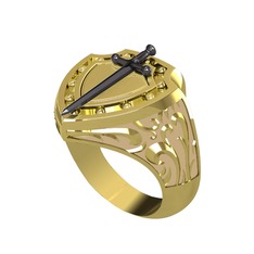 Runa Şövalye Yüzük - 925 ayar siyah rodyum kaplama gümüş yüzük (Ekru mineli) #ztpvgp