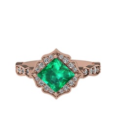 Minimal Gea Yüzük - Yeşil kuvars ve swarovski 14 ayar rose altın yüzük #10hwn7p