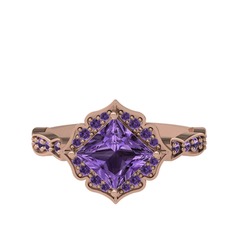 Minimal Gea Yüzük - Ametist 14 ayar rose altın yüzük #12va23k
