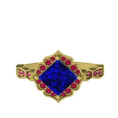 Lab safir ve rodolit garnet 18 ayar altın yüzük