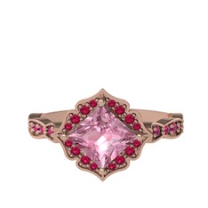 Minimal Gea Yüzük - Pembe kuvars ve rodolit garnet 8 ayar rose altın yüzük #19ckxf1