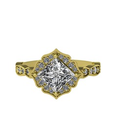 Minimal Gea Yüzük - Swarovski ve pırlanta 8 ayar altın yüzük (0.775 karat) #1aazuol