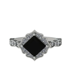 Minimal Gea Yüzük - Siyah zirkon ve pırlanta 925 ayar gümüş yüzük (0.775 karat) #1aflv94