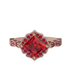Minimal Gea Yüzük - Garnet ve rodolit garnet 8 ayar rose altın yüzük #1dsivr1
