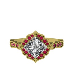 Swarovski ve rodolit garnet 14 ayar altın yüzük