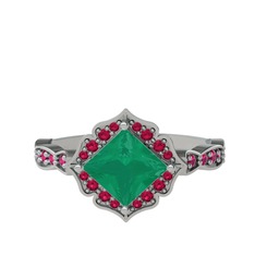 Kök zümrüt ve rodolit garnet 925 ayar gümüş yüzük