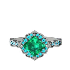 Minimal Gea Yüzük - Yeşil kuvars ve akuamarin 925 ayar gümüş yüzük #1fezl51