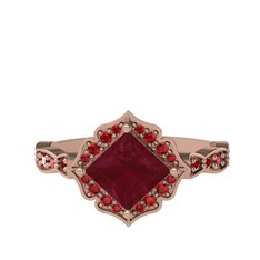 Minimal Gea Yüzük - Kök yakut ve garnet 925 ayar rose altın kaplama gümüş yüzük #1ffcwx2
