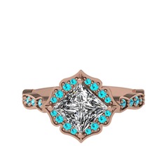 Swarovski ve akuamarin 8 ayar rose altın yüzük