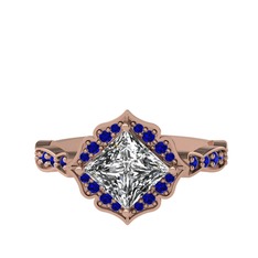 Minimal Gea Yüzük - Swarovski ve lab safir 14 ayar rose altın yüzük #1ln7qvl