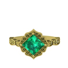 Yeşil kuvars ve peridot 18 ayar altın yüzük