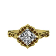 Swarovski ve dumanlı kuvars 8 ayar altın yüzük