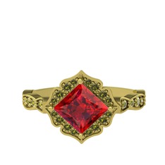 Garnet ve peridot 8 ayar altın yüzük