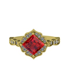 Minimal Gea Yüzük - Garnet ve pırlanta 18 ayar altın yüzük (0.775 karat) #1t4qhh