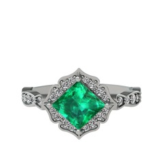 Minimal Gea Yüzük - Yeşil kuvars ve swarovski 14 ayar beyaz altın yüzük #1vutiqb