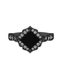 Siyah zirkon ve swarovski 925 ayar siyah rodyum kaplama gümüş yüzük