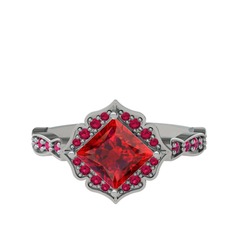 Minimal Gea Yüzük - Garnet ve rodolit garnet 18 ayar beyaz altın yüzük #1y7s1k0