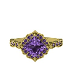 Minimal Gea Yüzük - Ametist 18 ayar altın yüzük #ahhat6