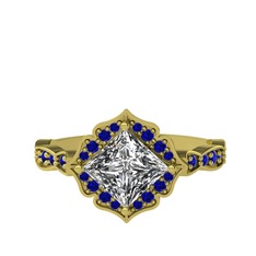 Minimal Gea Yüzük - Swarovski ve lab safir 14 ayar altın yüzük #b8a6l2