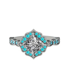 Swarovski ve akuamarin 925 ayar gümüş yüzük