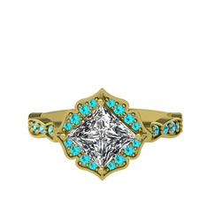 Minimal Gea Yüzük - Swarovski ve akuamarin 8 ayar altın yüzük #cdpq46