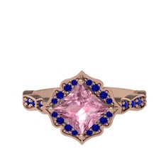 Minimal Gea Yüzük - Pembe kuvars ve lab safir 8 ayar rose altın yüzük #fnqzhz