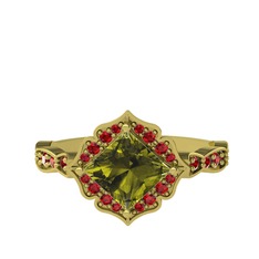 Minimal Gea Yüzük - Peridot ve garnet 14 ayar altın yüzük #foq3dz